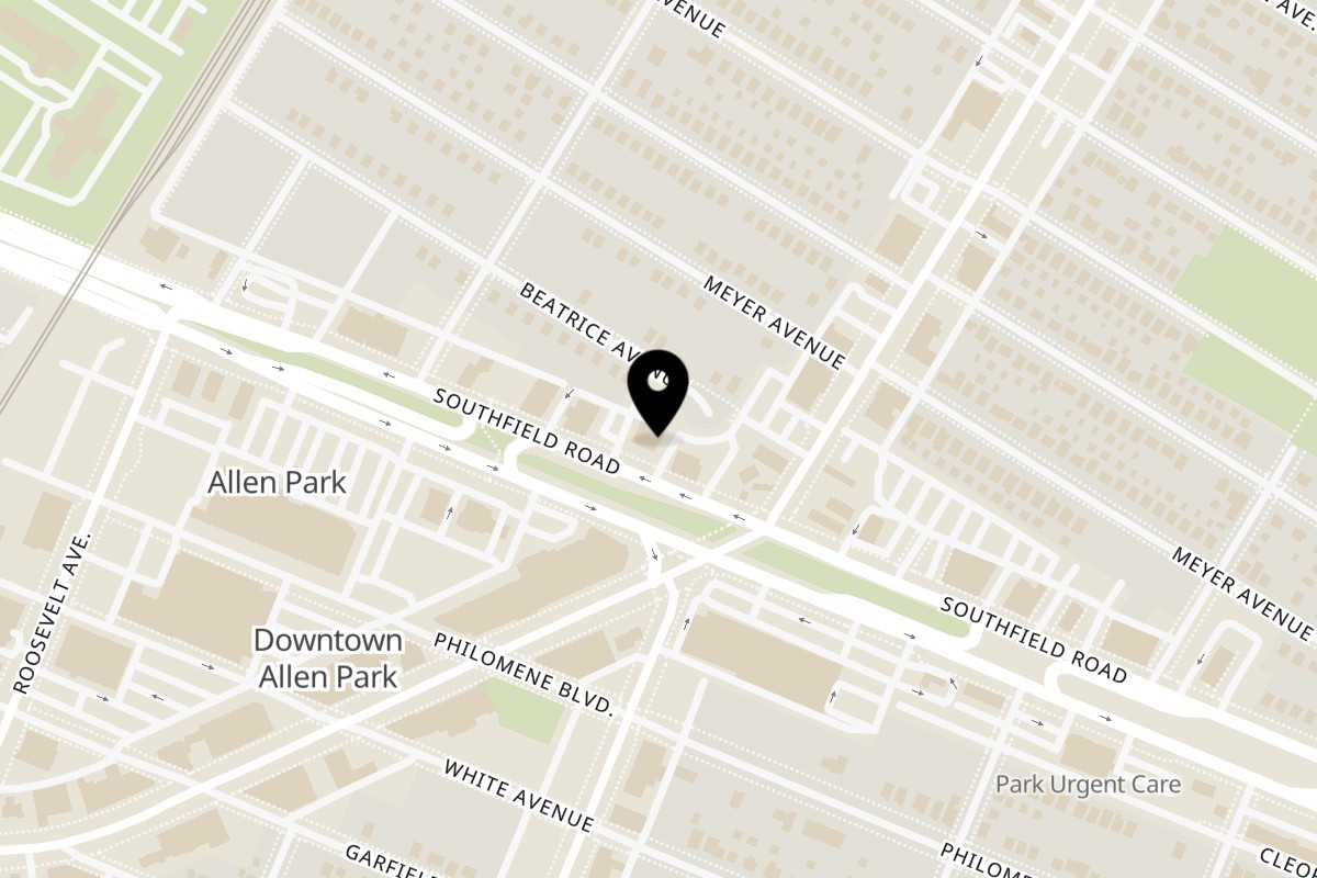 Map showing the location of Z Shawarma King on 15548 Southfield Rd in Allen Park